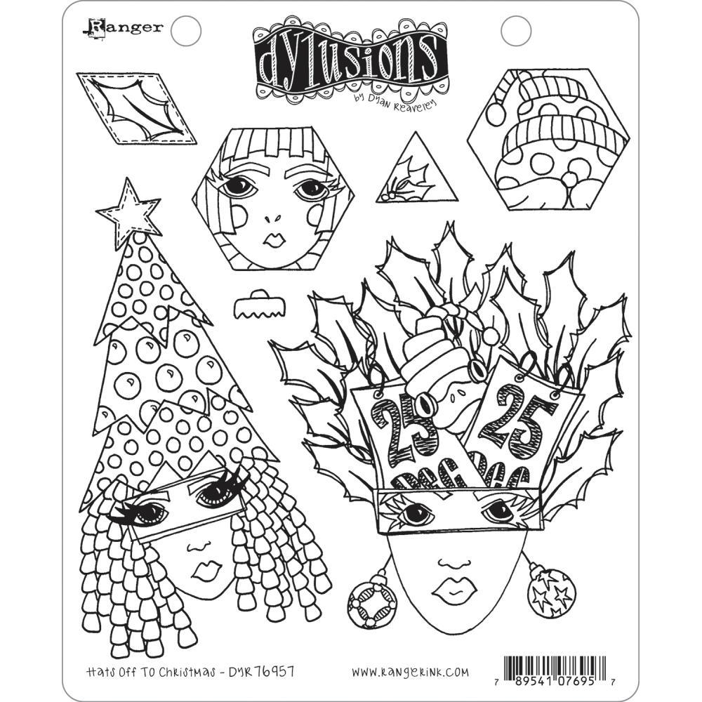 Dylusions Stamps " Hats off to Christmas "