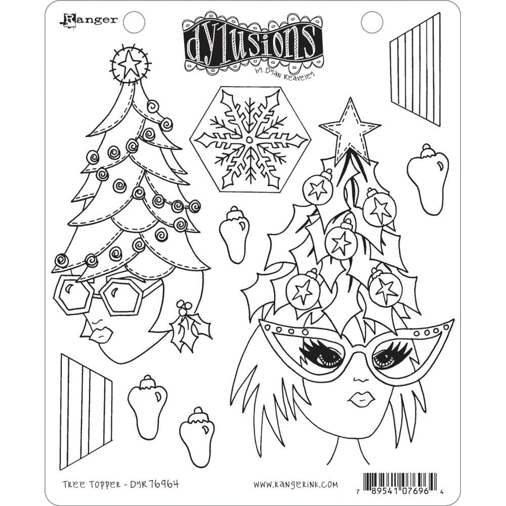 Dylusions Stamps " Tree Topper  "
