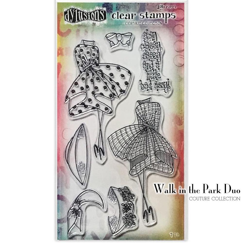 Dylusions Stamps Clear Stamps Couture Collection -  Walk in the Park duo