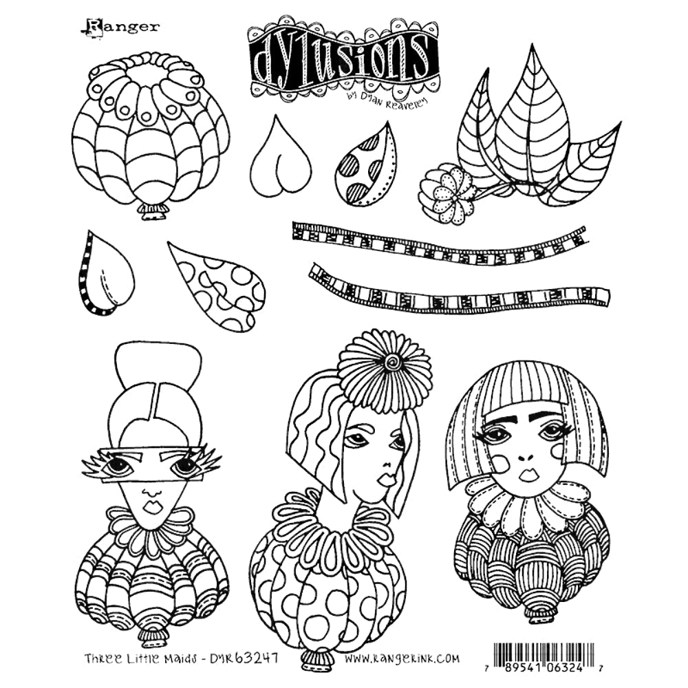 Dylusion stamps  Three Little Maids