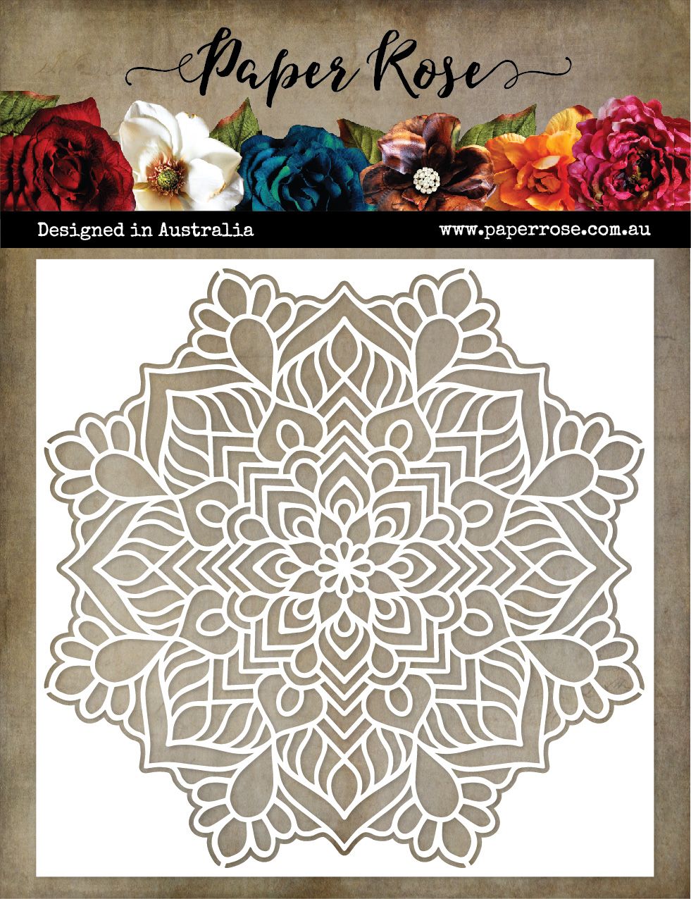 Paper Rose Stencil Mandala No 3