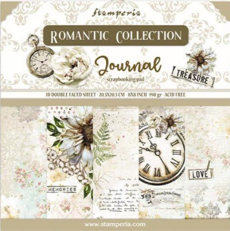 Stamperia12 x 12 " Paper Pad  Romantic Collection Journal