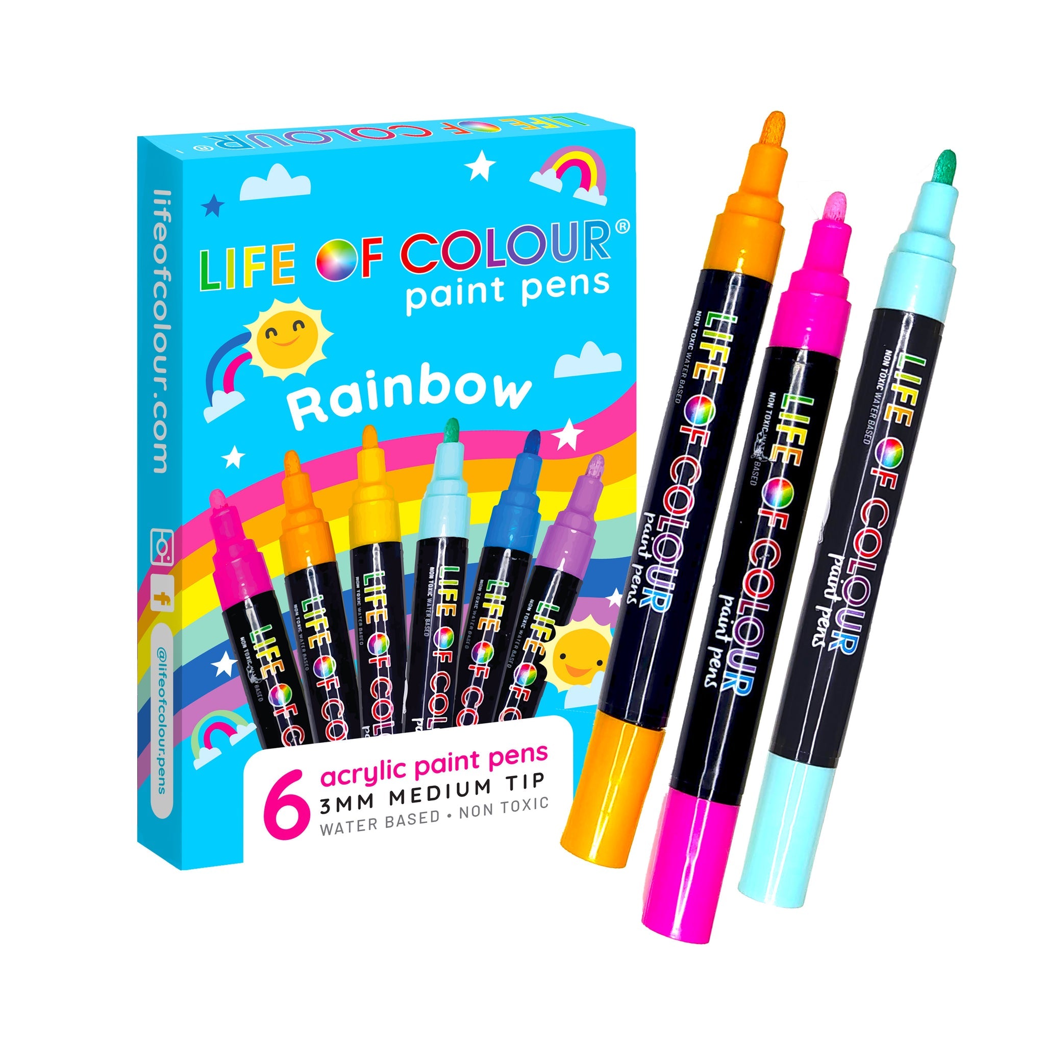 Life of Colour Paint Pens Rainbow 3mm
