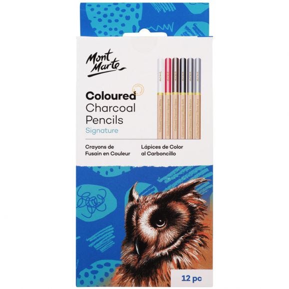 Mont Marte Coloured Charcoal Pencils 12 pc