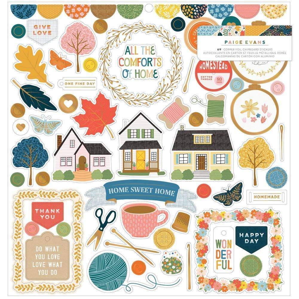 American Crafts  "Bungalow Lane" Foil Chipboard  stickers
