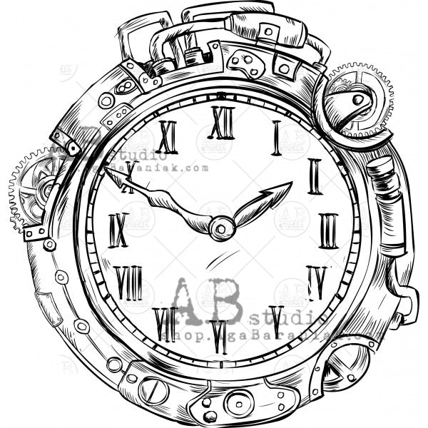 AB Studio - stamp- Steampunk Clock