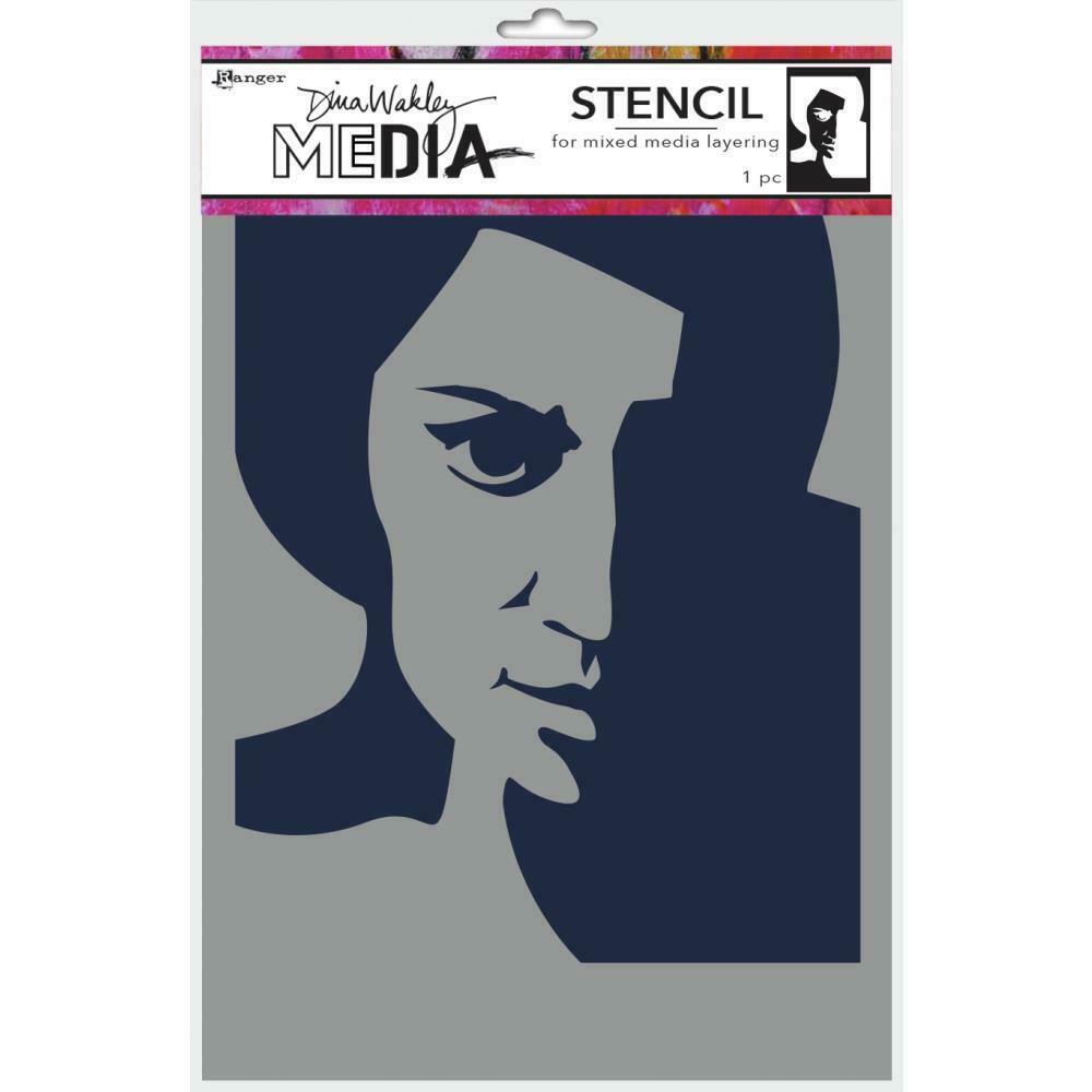 Dina Wakley - Stencil  - Pensive Face