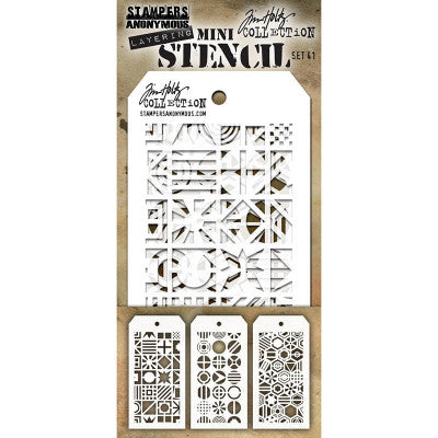 Tim Holtz- Stampers Anonymous  -  MINI STENCIL SET 41