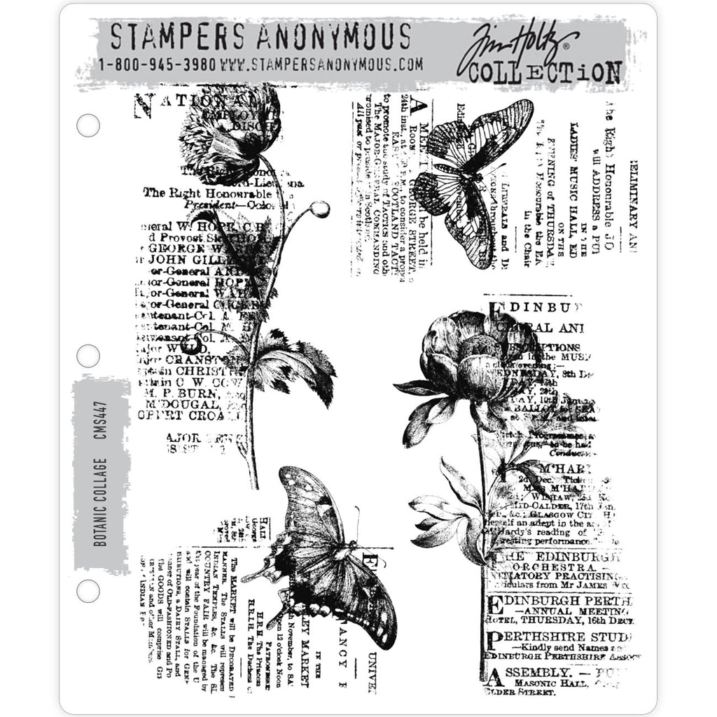 Tim Holtz -Stampers Anonymous   "BOTANIC COLLAGE CMS 447 "