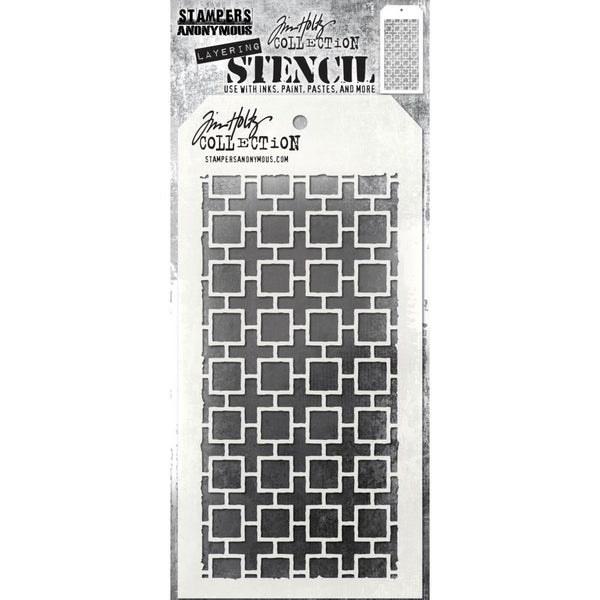 Tim Holtz- Stampers Anonymous  -  LAYERING STENCIL LINKED SQUARES