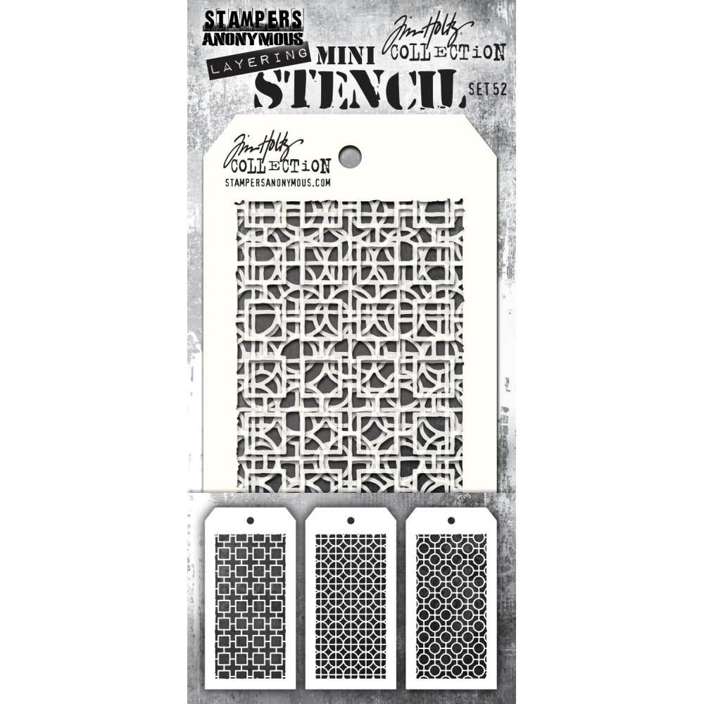 Tim Holtz- Stampers Anonymous  -  MINI STENCIL SET 52