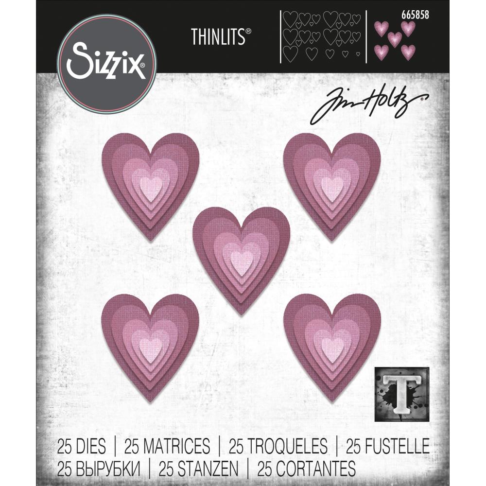 Tim Holtz - SIZZIX   "THINLETS"  Stacked tiles Hearts