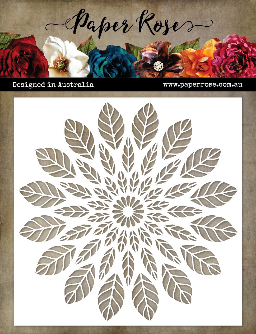 Paper Rose Stencil Leafy Mandala